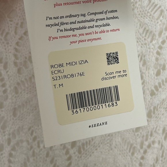 Sezane Izia Knit Midi Dress White NWT - Picture 10 of 11